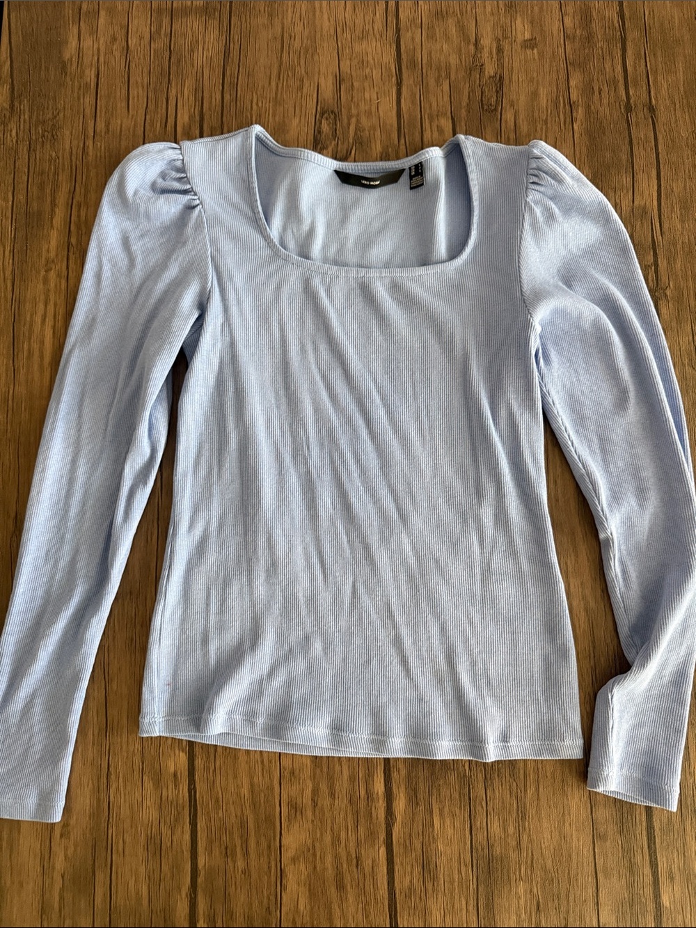 Vero Moda Pale Blue Square Neck Long Sleeve Top